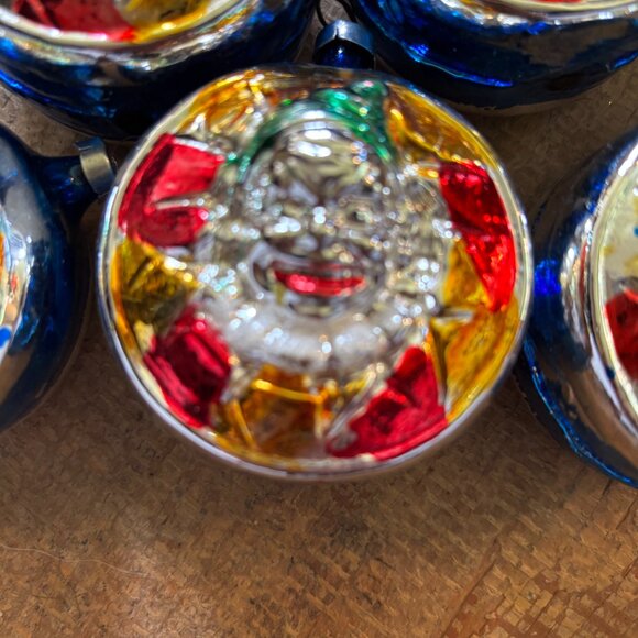 Lot 5 Inge Glas handblown Christmas tree ornaments Clown Face on Drum - Picture 2 of 3